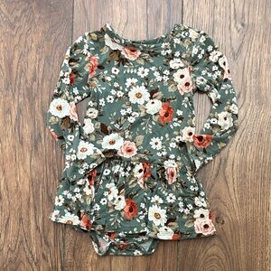 Posh Peanut Floral Bodysuit Dress 12-18 Months